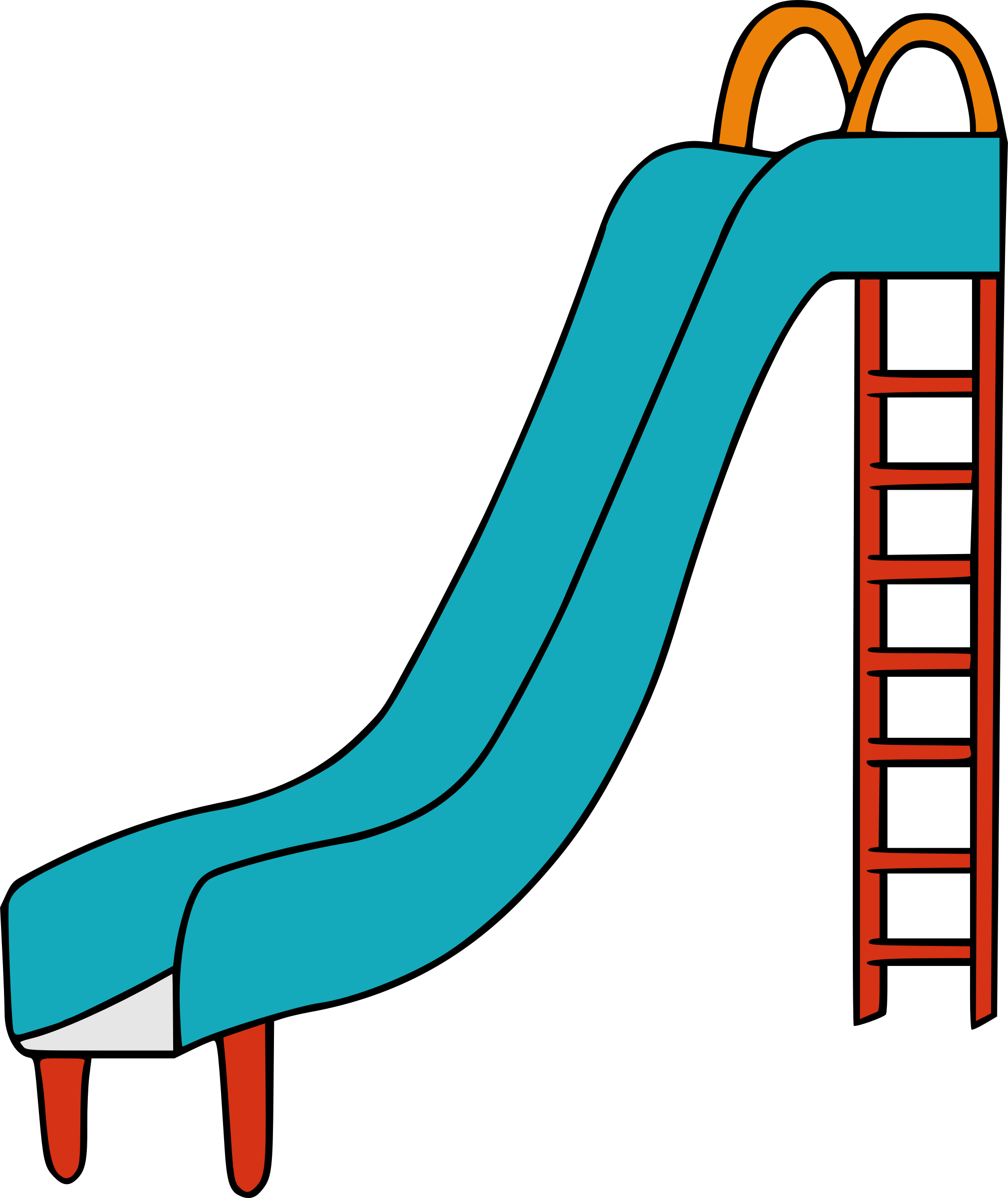 A Blue Slide With Red Ladders