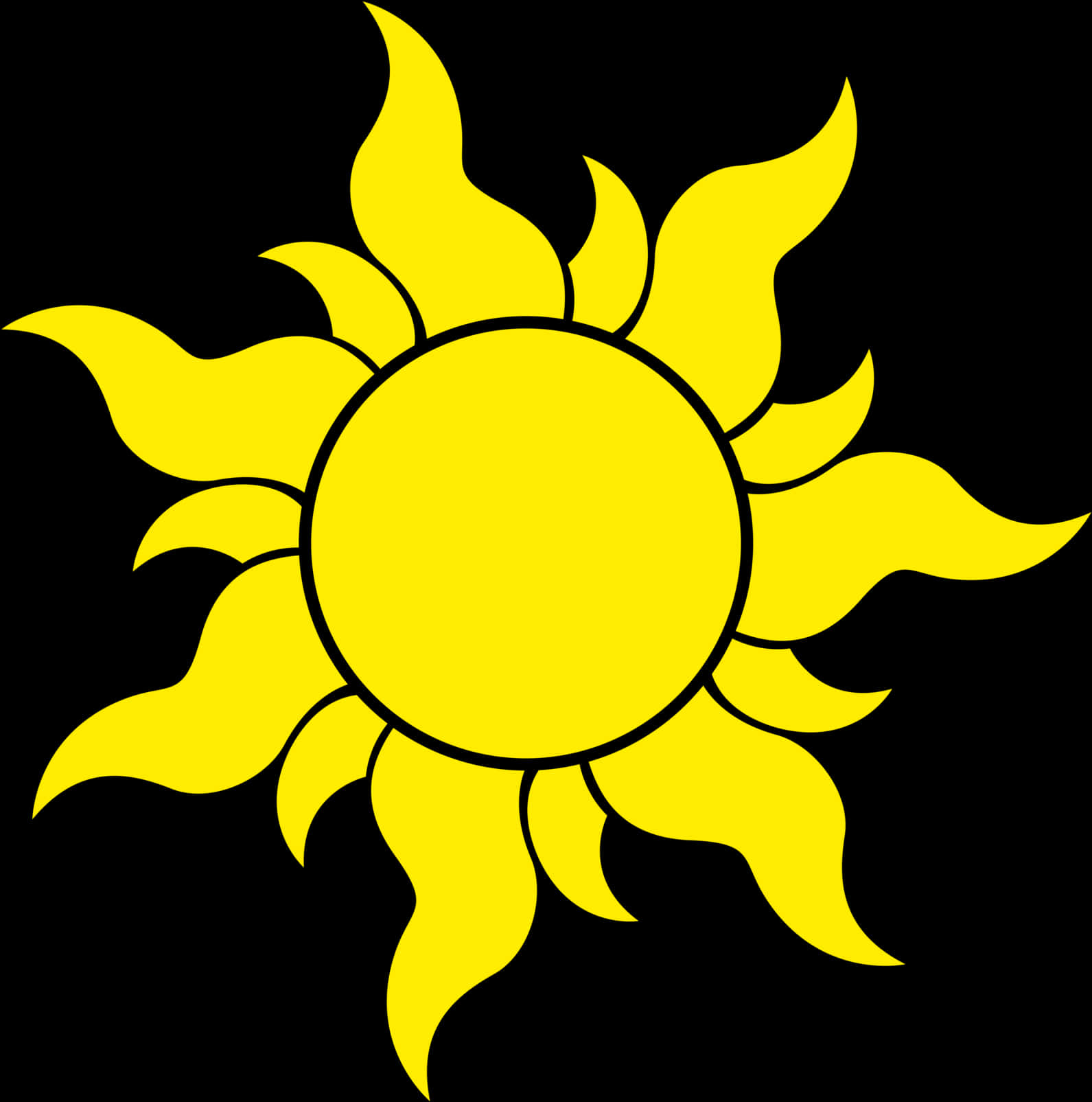 A Yellow Sun With Flames
