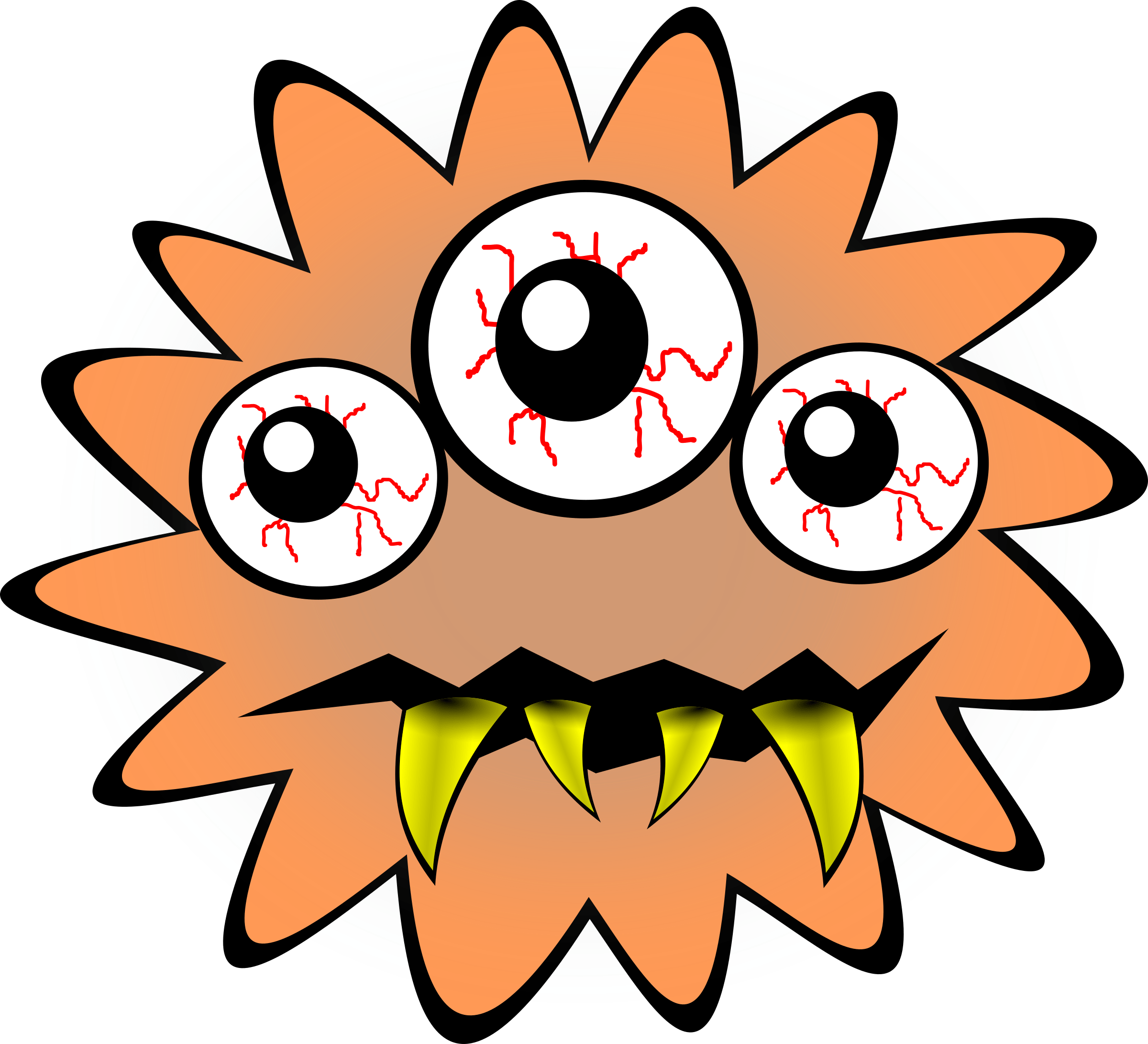 A Cartoon Monster With Three Eyes And Teeth