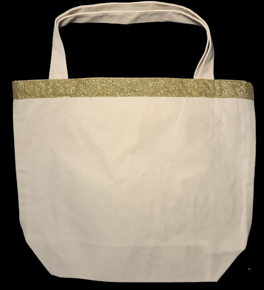 A White Bag With Gold Trim
