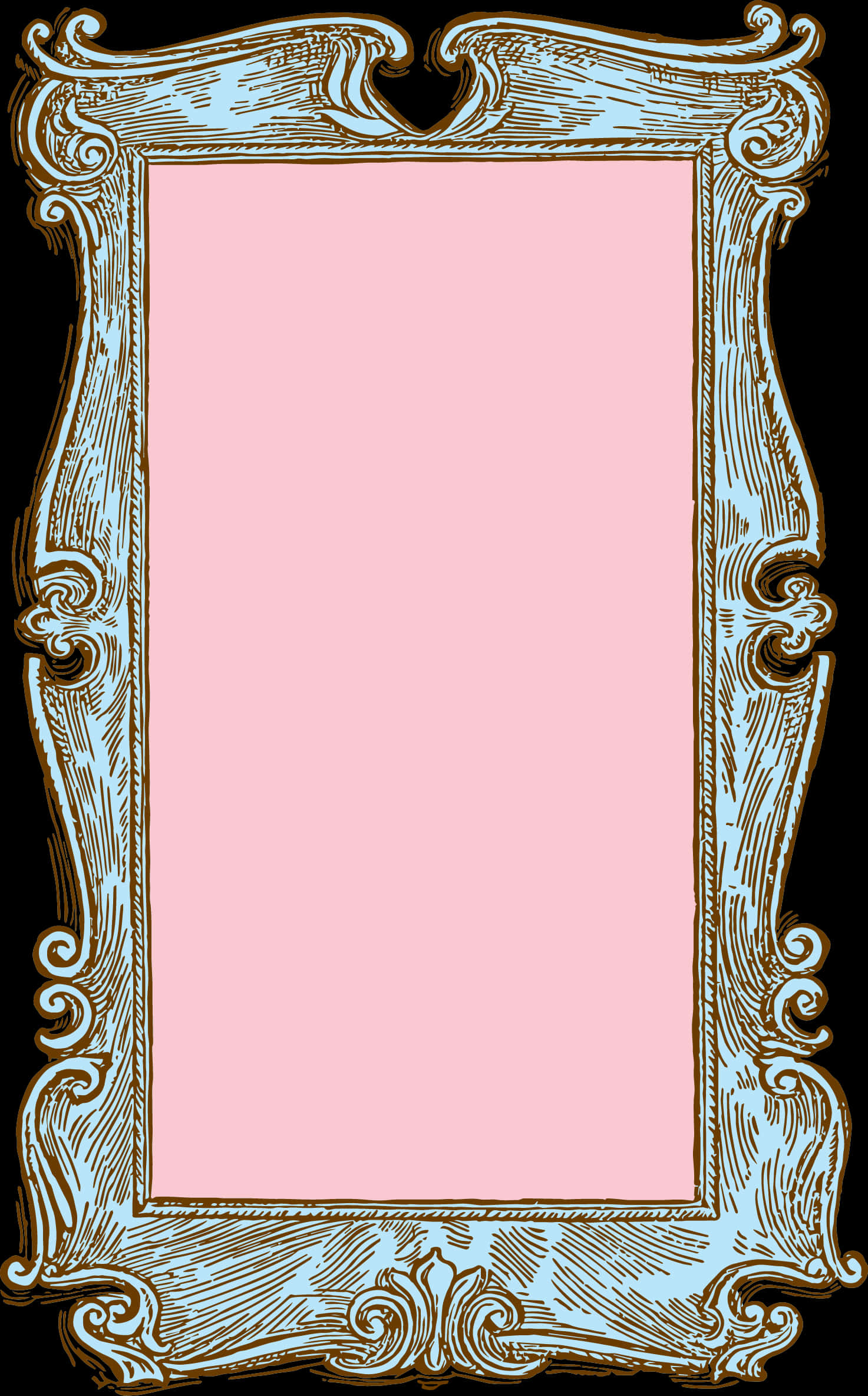 A Pink Rectangular Frame With Curly Edges