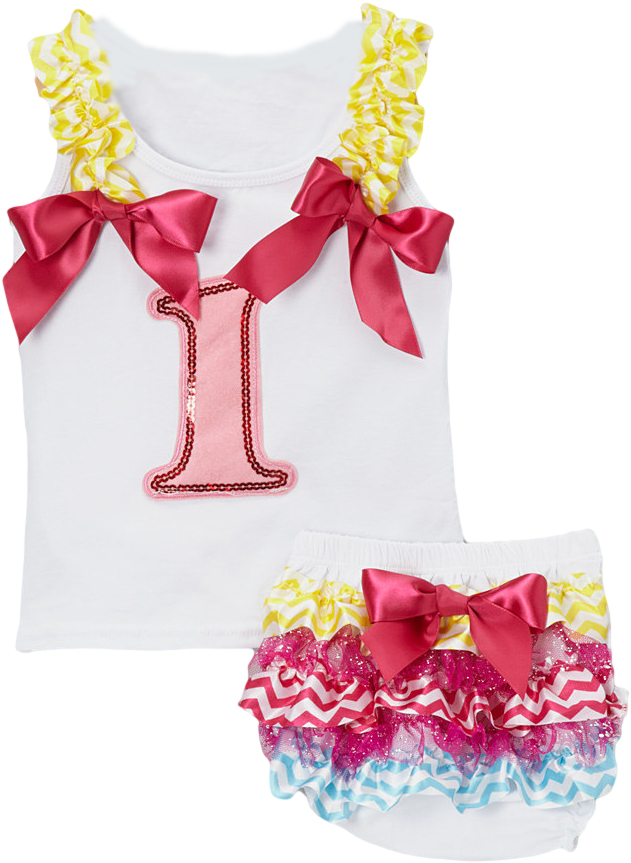 A White Shirt With Pink Bows And A Number One
