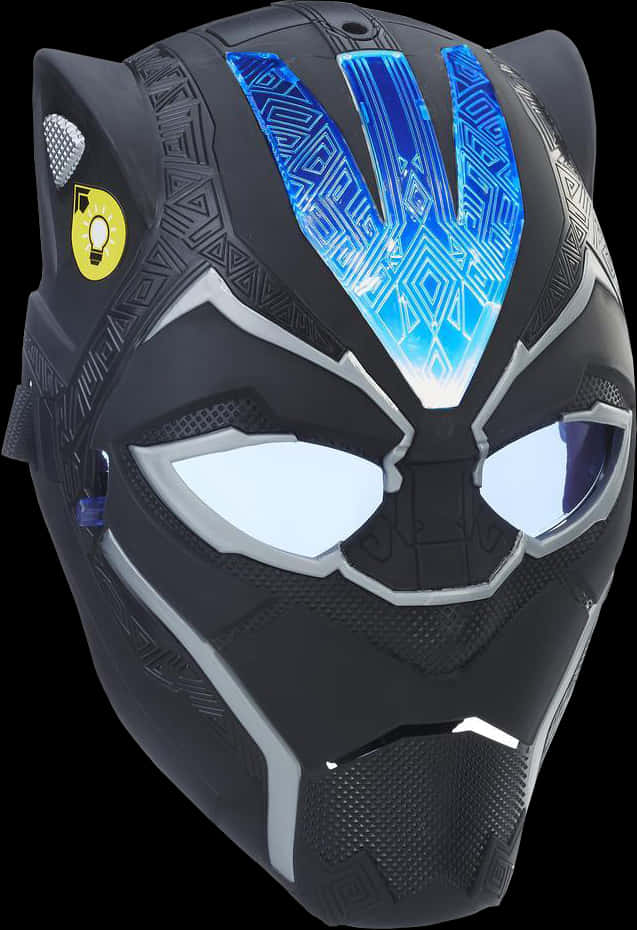 A Black Mask With Blue Eyes