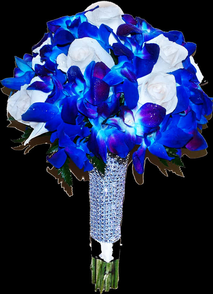 A Bouquet Of Blue And White Flowers