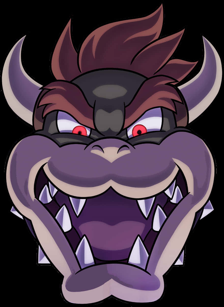 Cartoon Of A Purple Dragon With Sharp Teeth