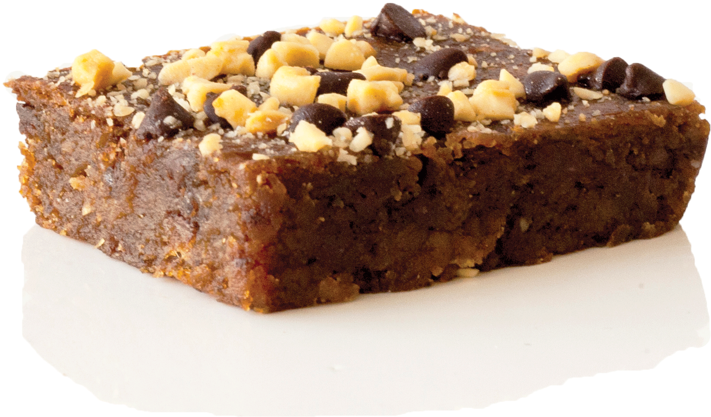 A Brownie With Chocolate Chips And Nuts