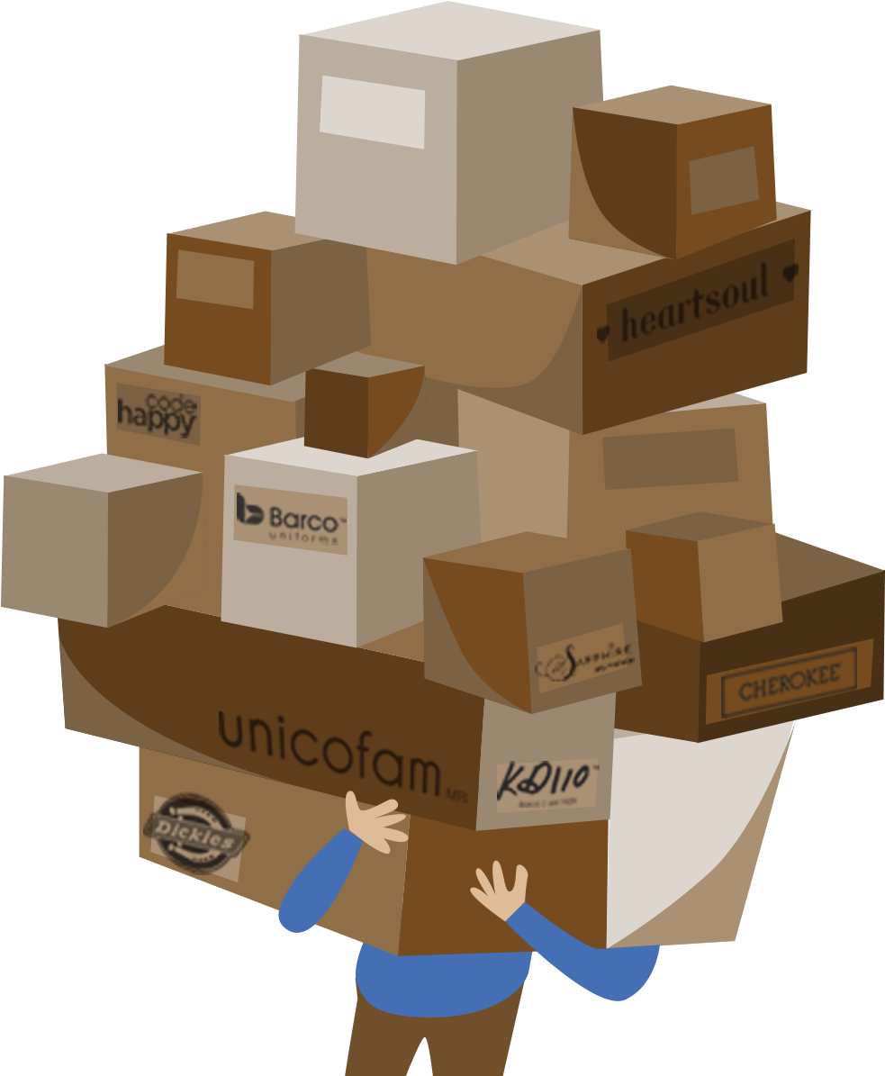 A Person Carrying A Pile Of Boxes