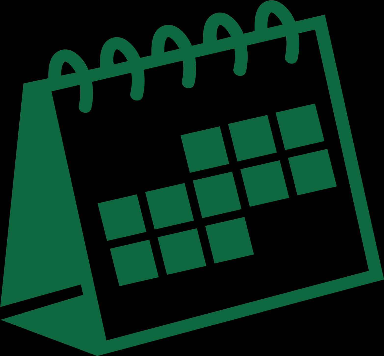 A Green Calendar With Black Background