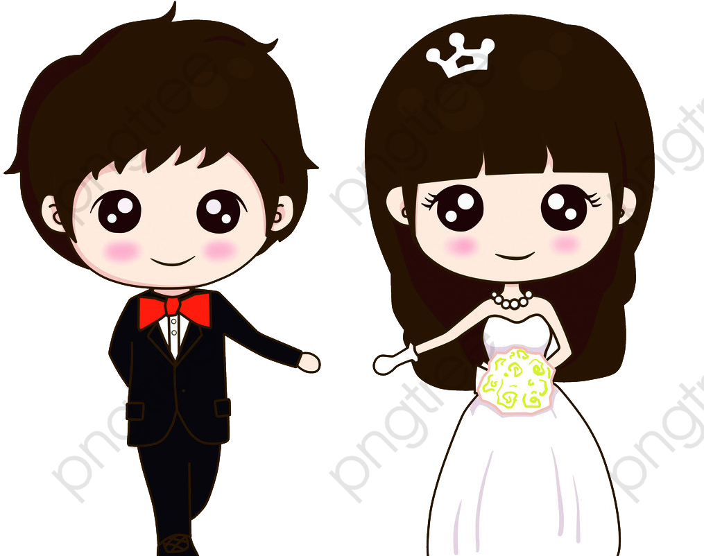 Transparent Cartoon Girl Png - Wedding Couple Cartoon Vector, Png Download