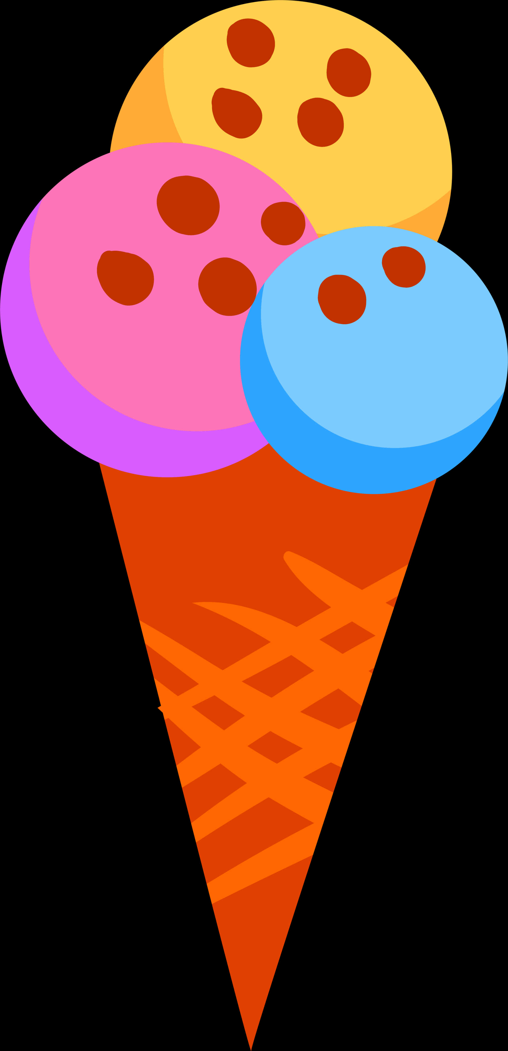 A Colorful Ice Cream Cone With Balls
