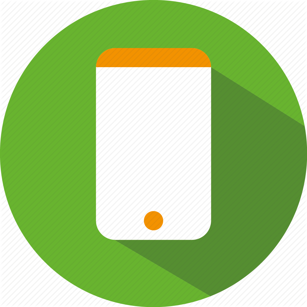 A White And Orange Cellphone On A Green Circle
