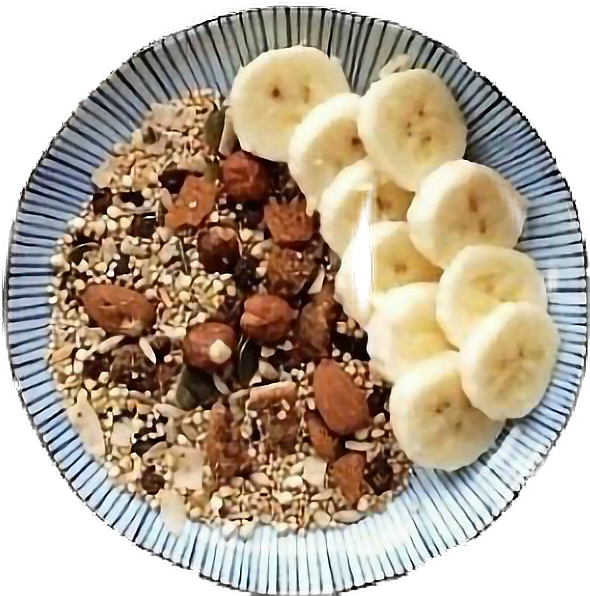 A Bowl Of Cereal With Bananas And Nuts