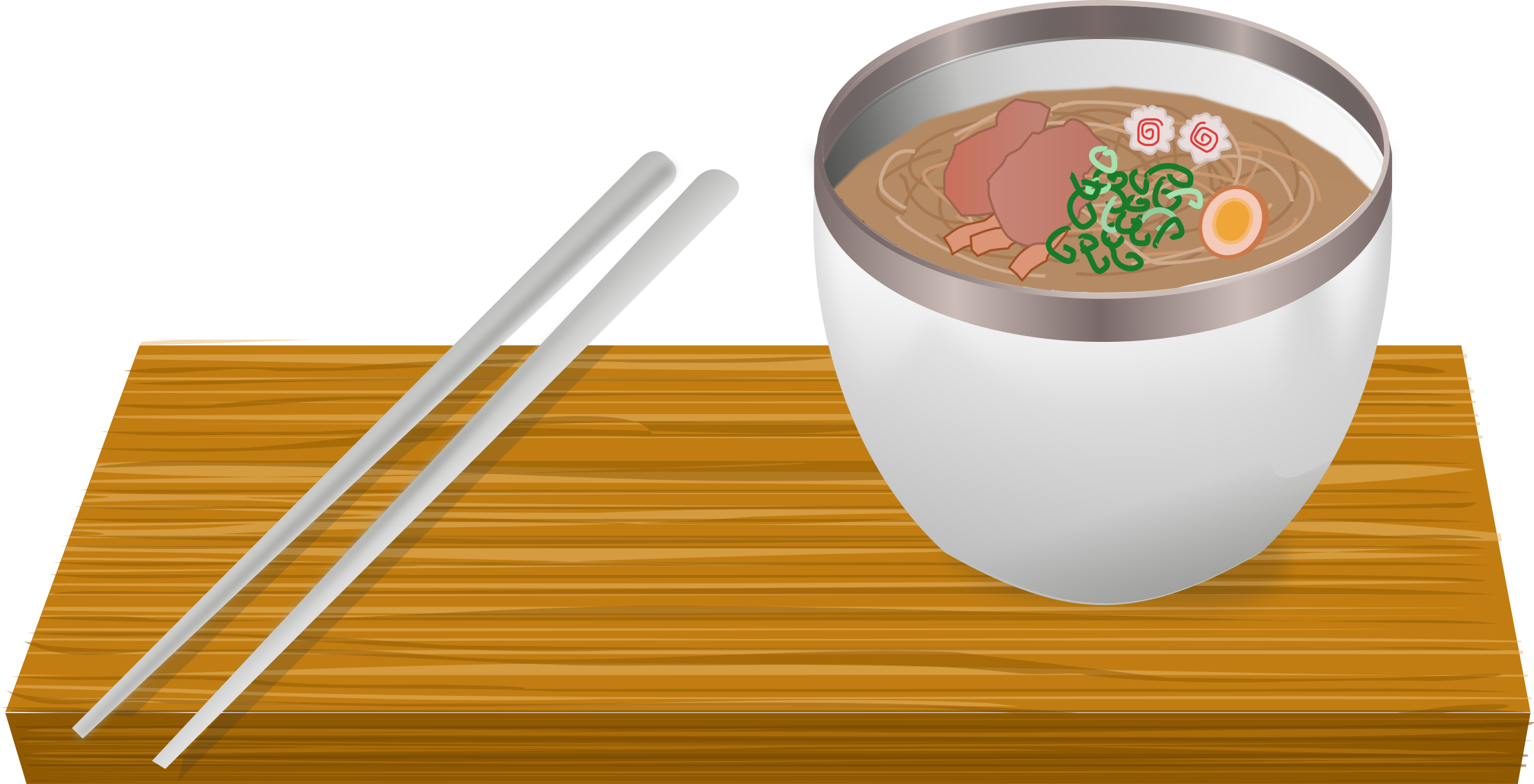 A Bowl Of Soup With Chopsticks On A Table