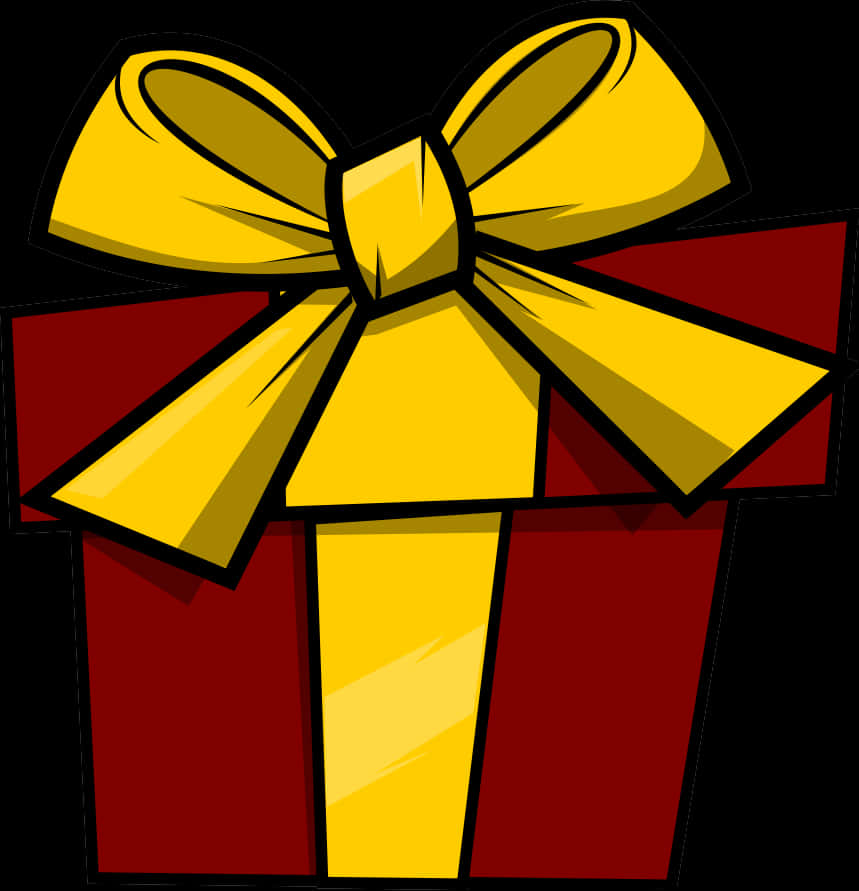 Brown Gift Present With Yellow Ribbon