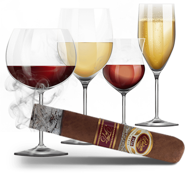 A Cigar And Wine Glasses