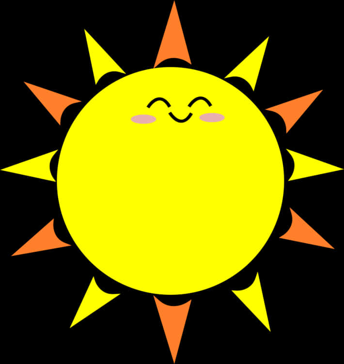 A Yellow Sun With Orange And Black Rays