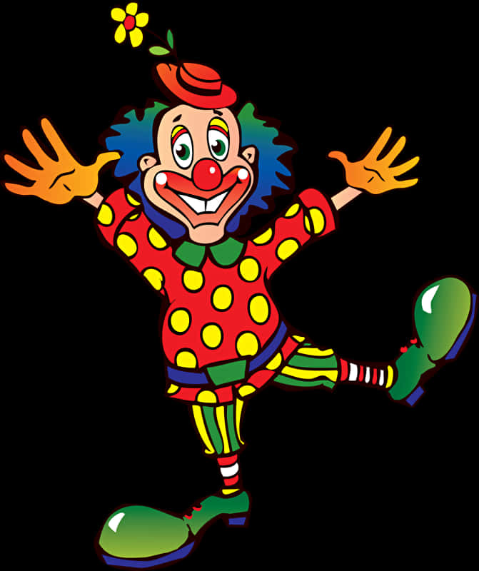A Cartoon Clown With Blue Hair And Yellow Dots