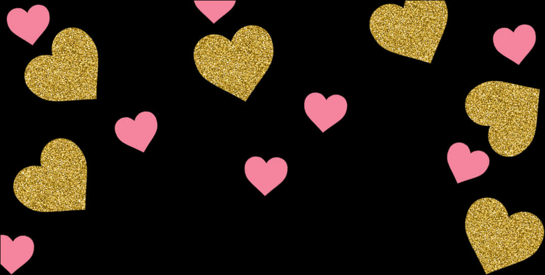 A Group Of Pink And Gold Hearts