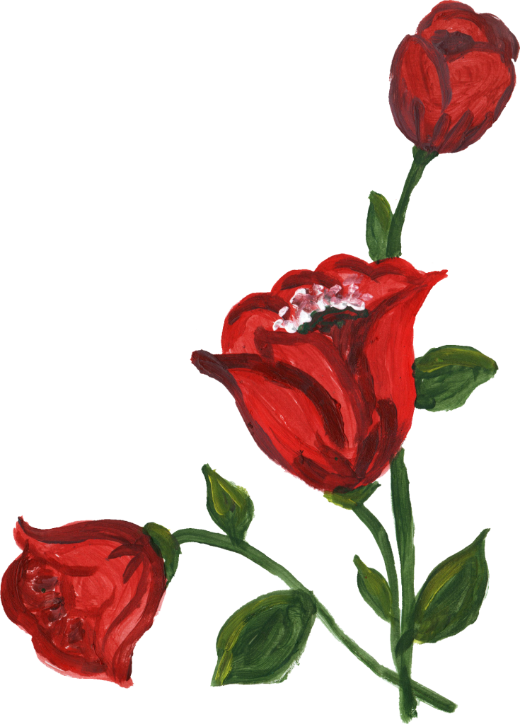 A Painting Of Red Flowers