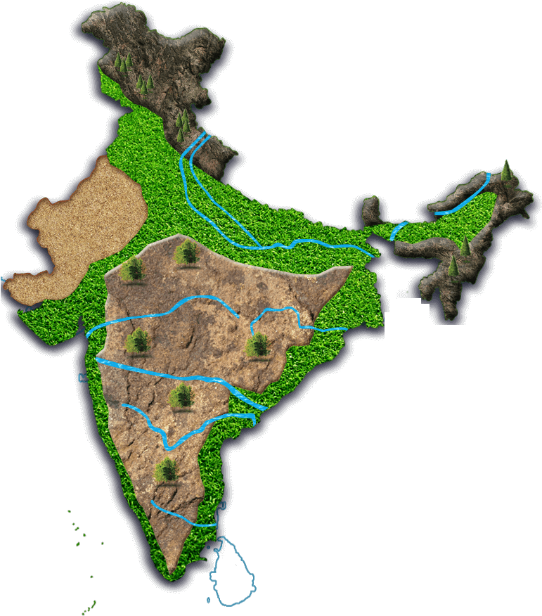 A Map Of India With A River Running Through It