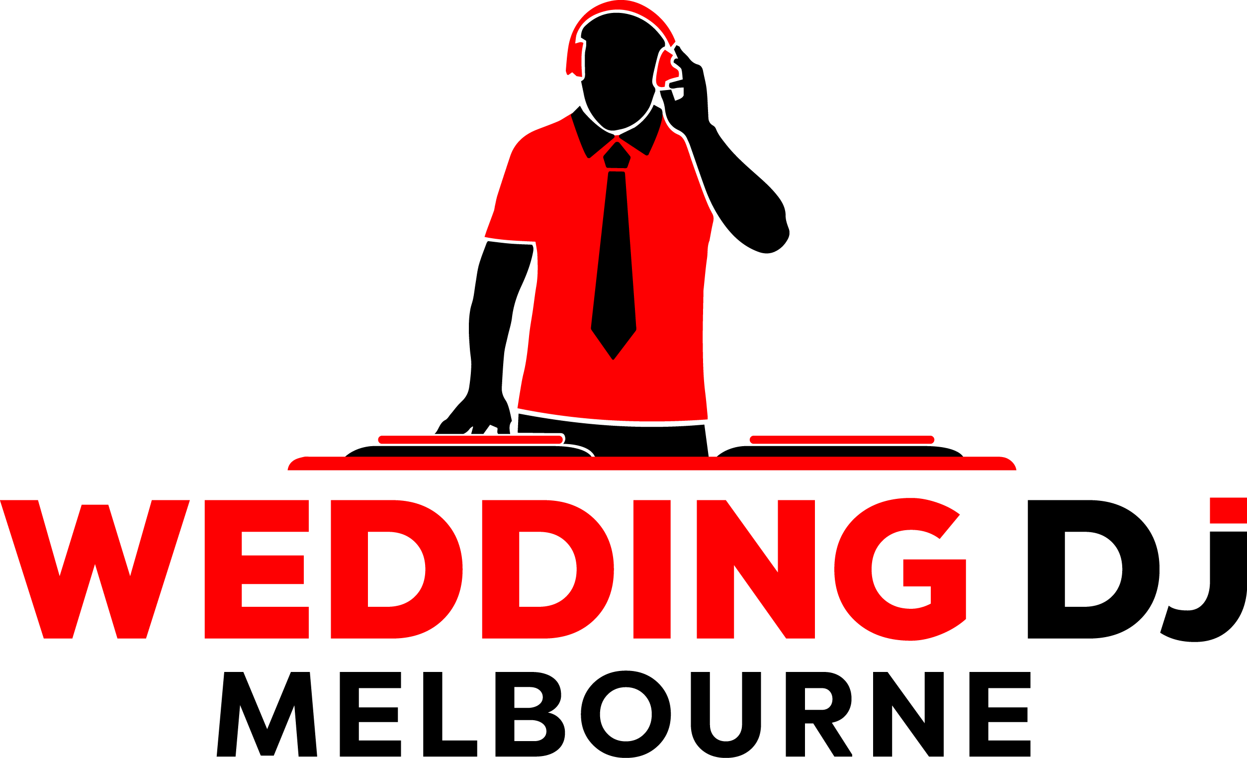 A Red Sign With A Man Wearing A Tie And Headphones