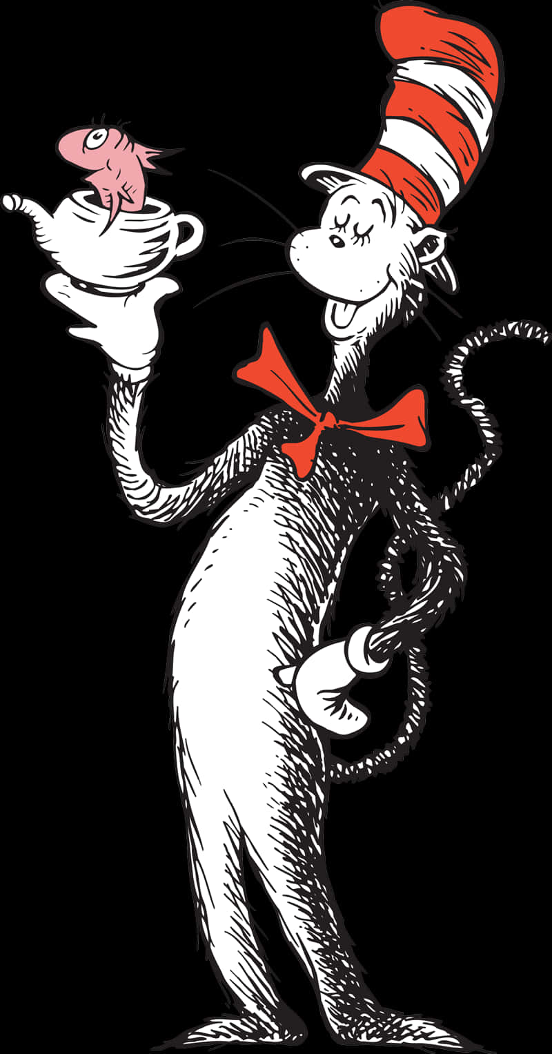 A Cartoon Of A Cat In The Hat