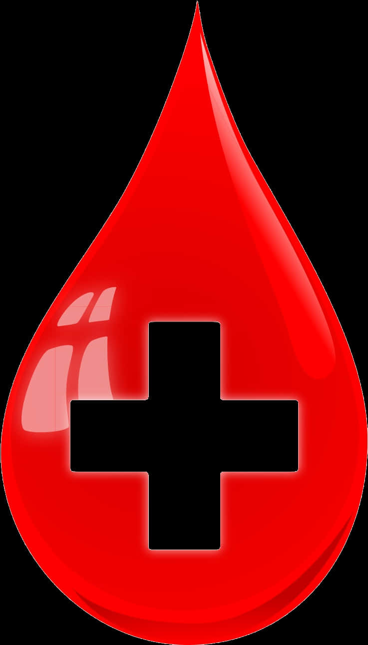 A Red Drop Of Blood With A Black Cross