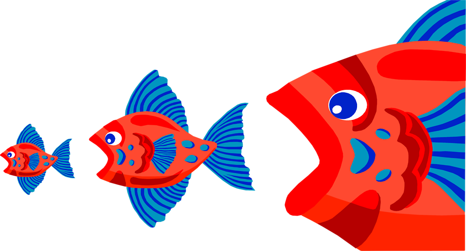 Transparent Eat Clipart - Fish Eating Fish Cartoon, Hd Png Download