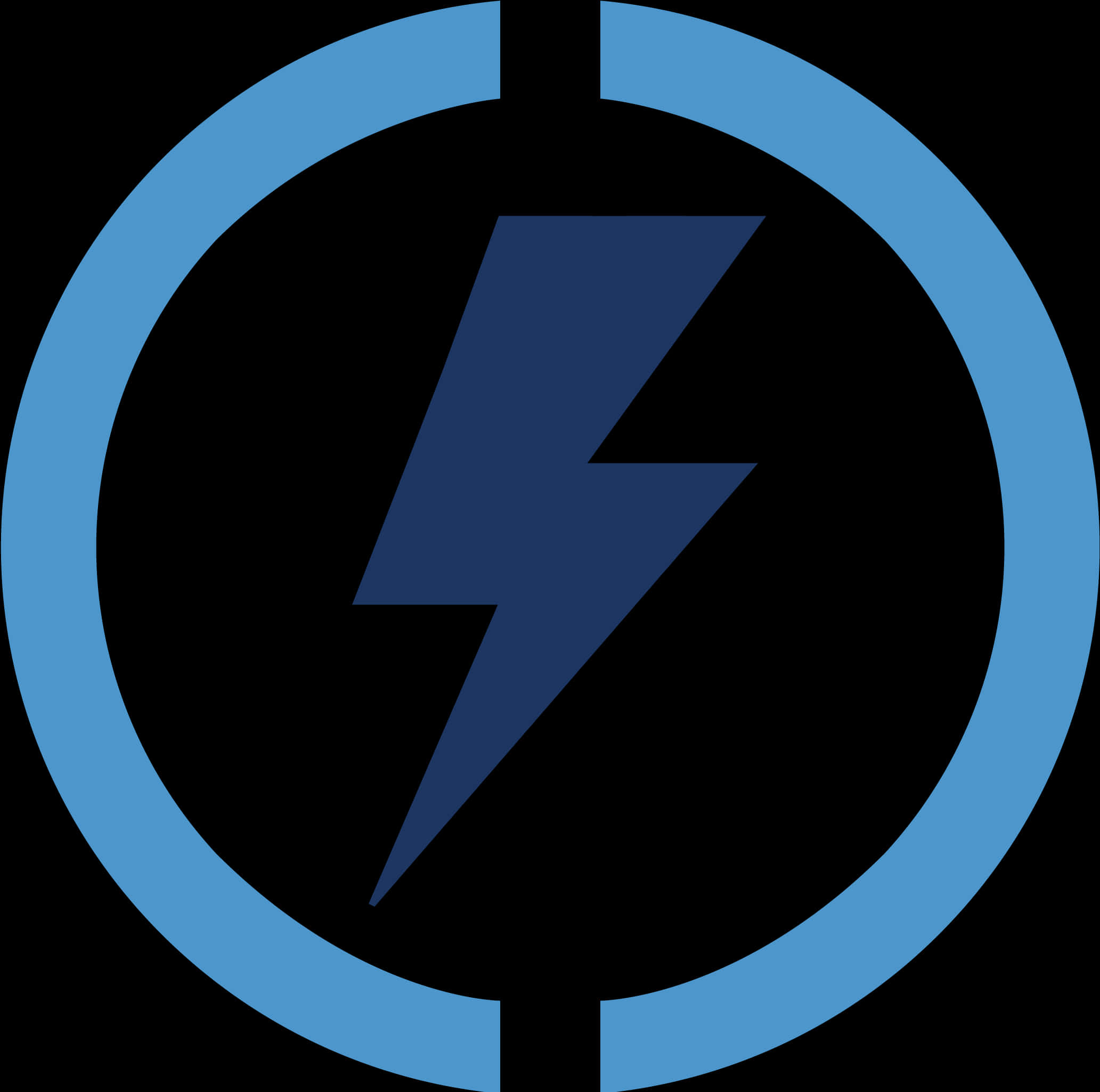 A Blue Lightning Bolt In A Circle
