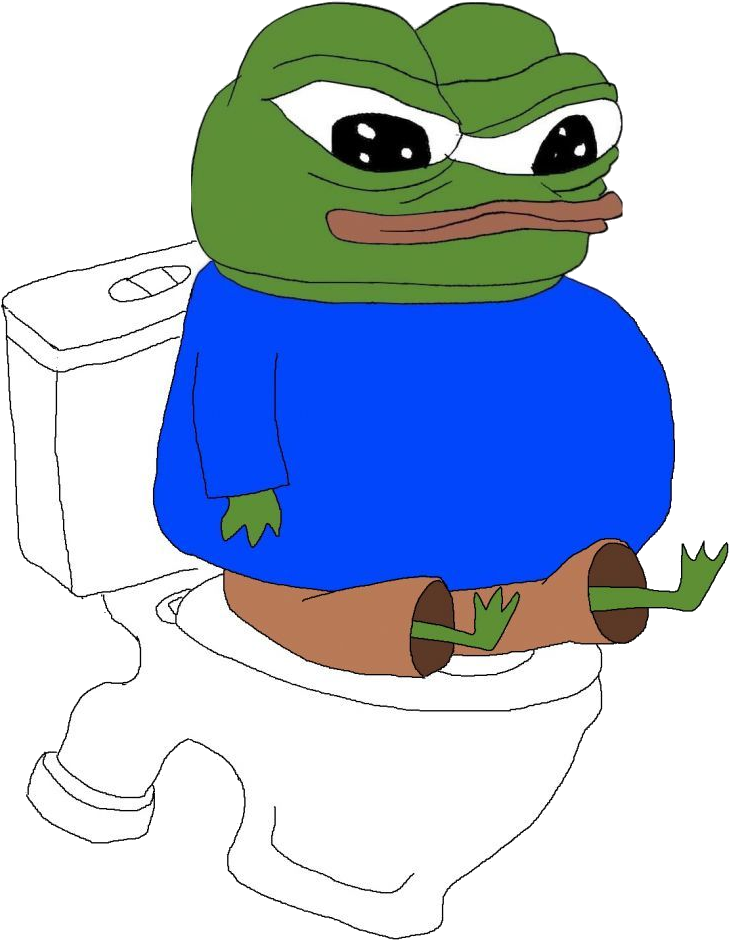A Cartoon Frog Sitting On A Toilet
