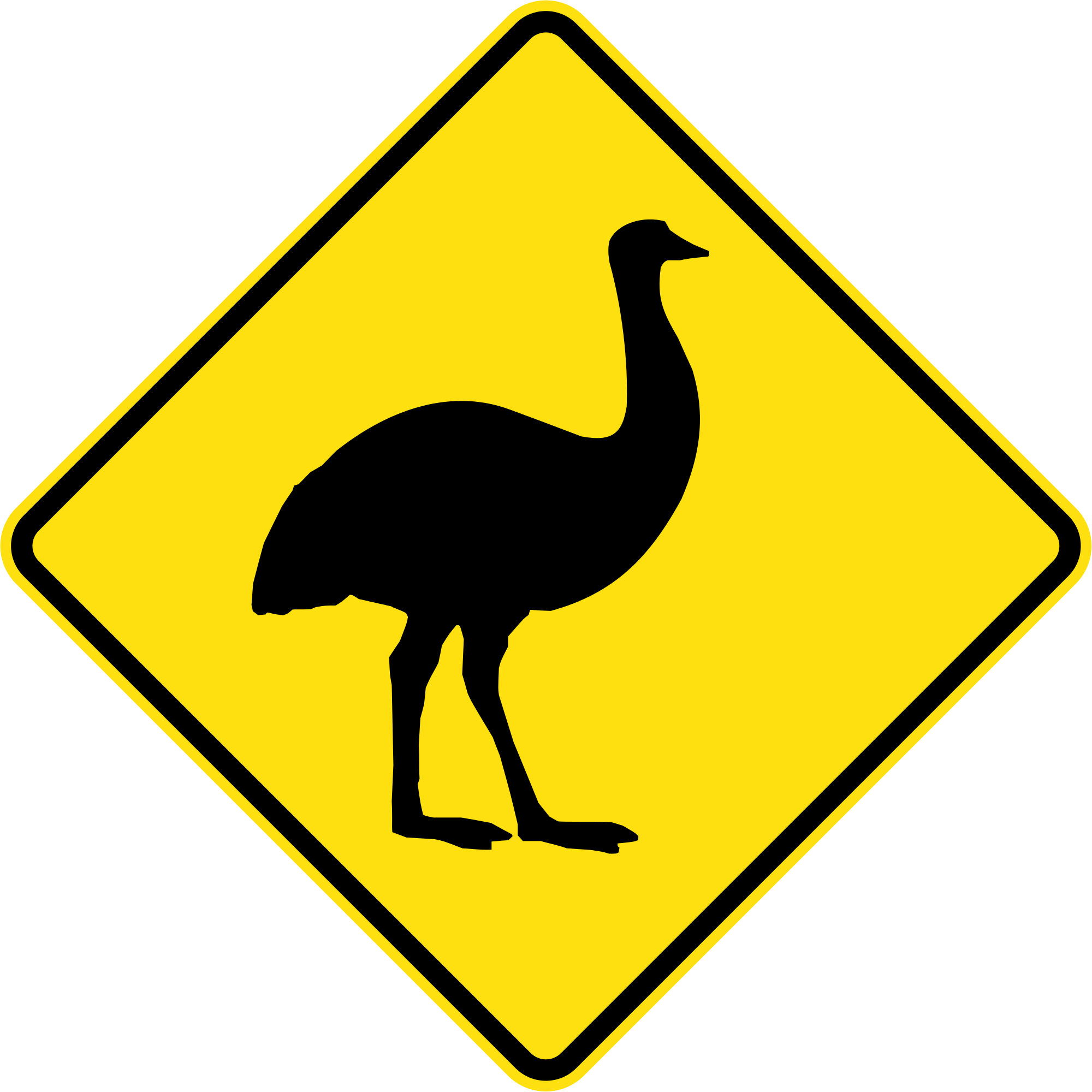 A Yellow Sign With A Bird Silhouette