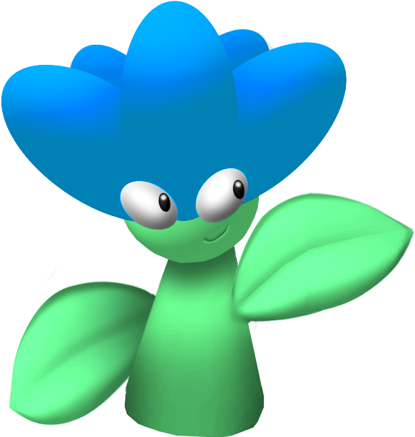 A Cartoon Character With A Blue Flower