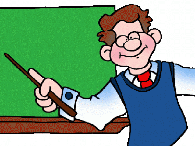A Cartoon Of A Man Pointing At A Chalkboard