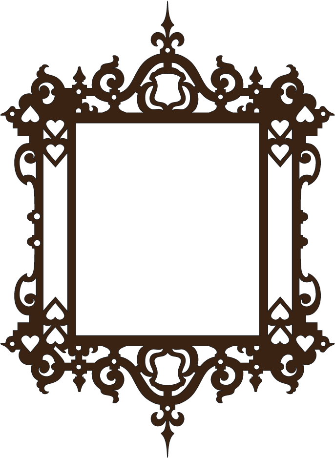 A Brown Frame With Hearts And Curls
