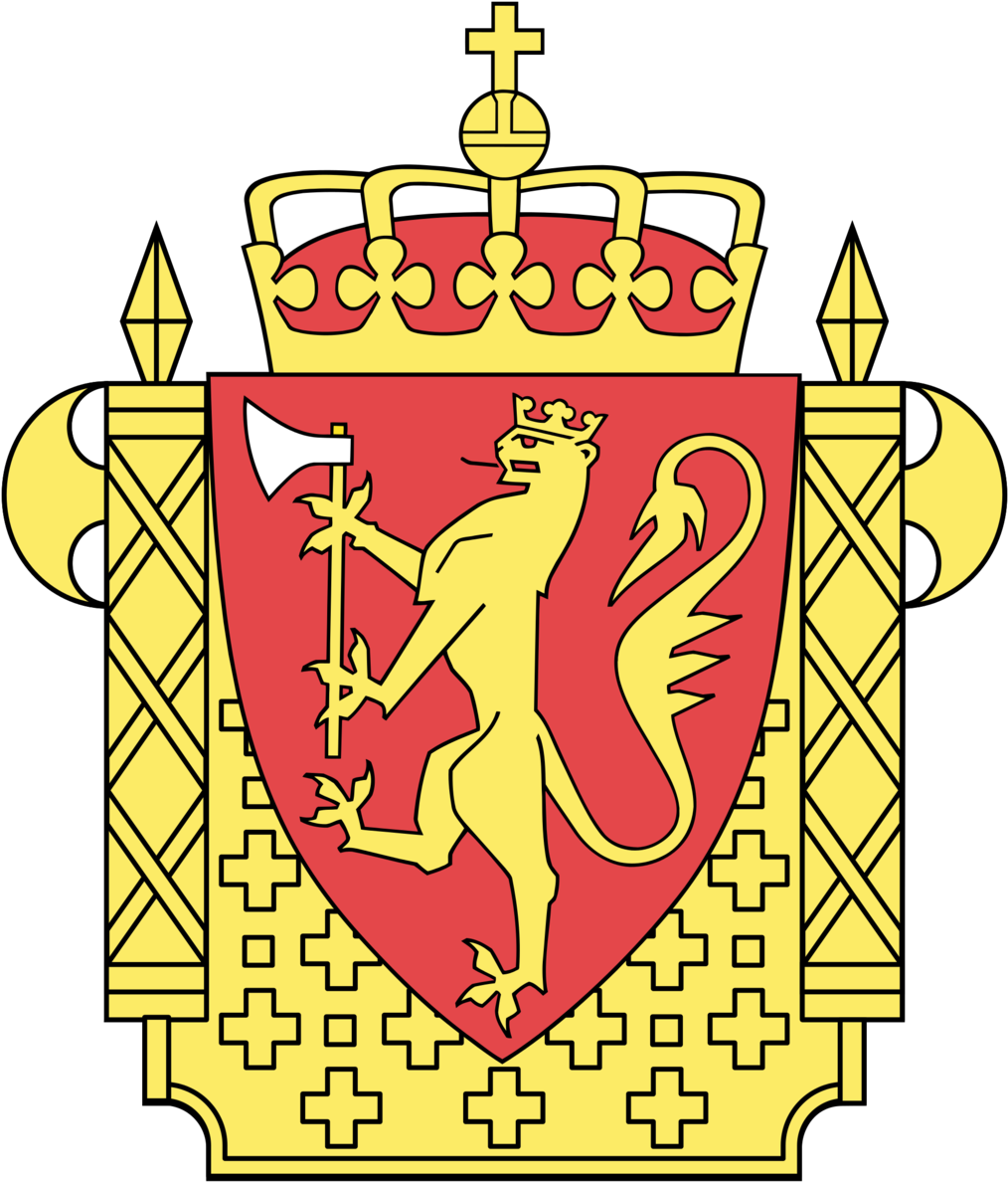 A Yellow And Red Emblem With A Lion And Crown