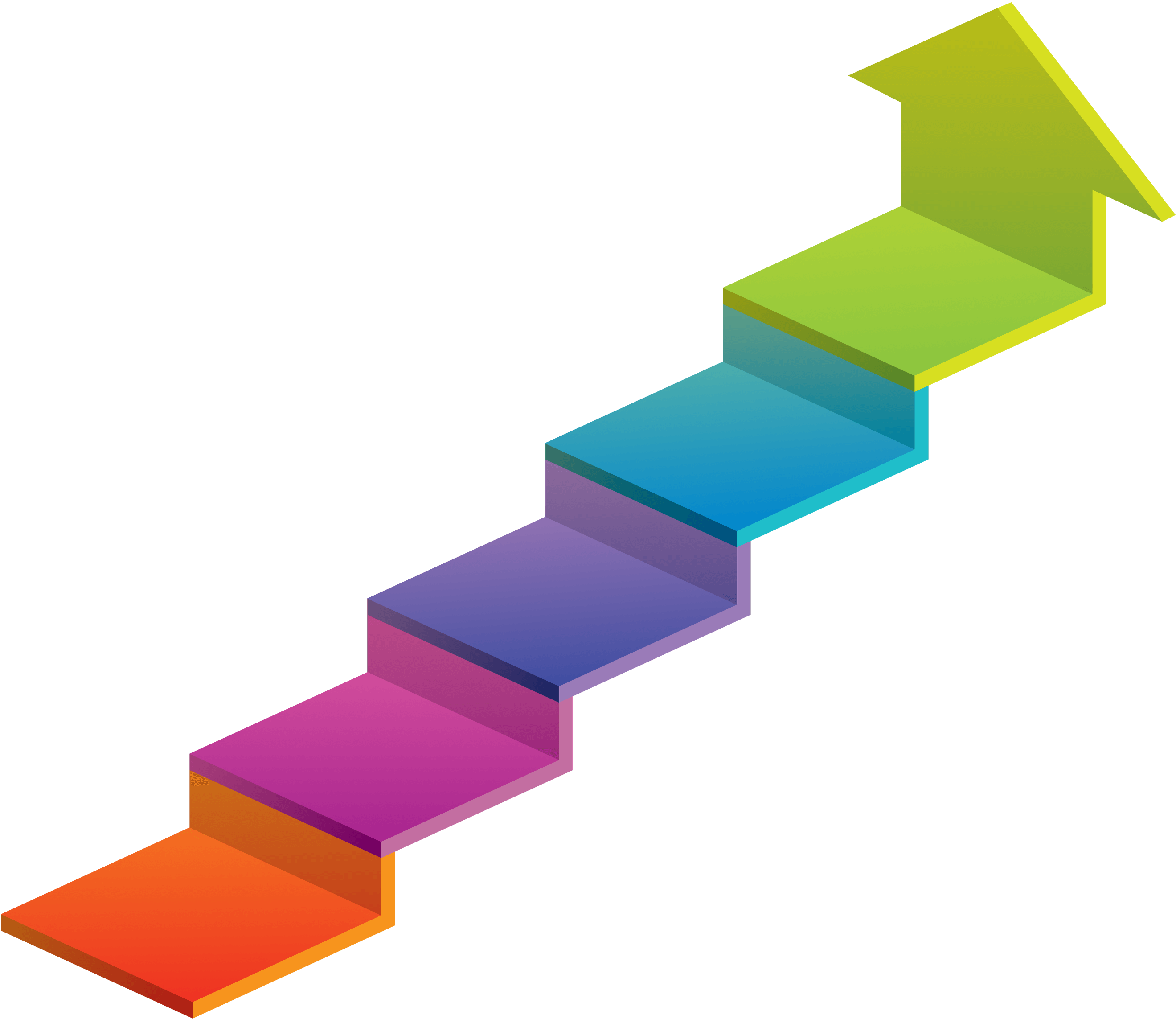 A Colorful Stairs With A Arrow Pointing Up