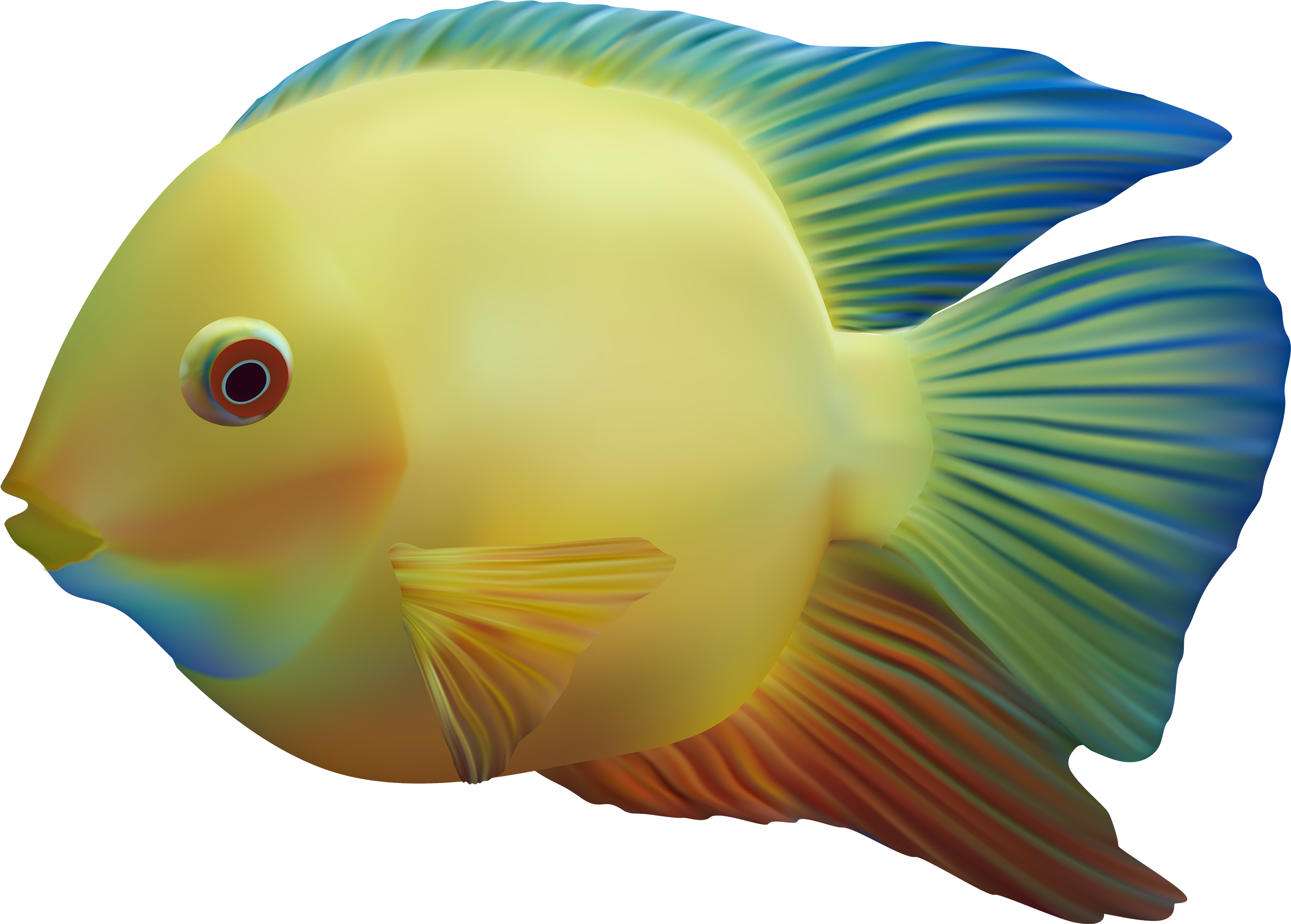 A Yellow Fish With Blue Fins
