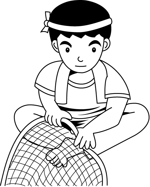 A Cartoon Of A Boy Holding A Net