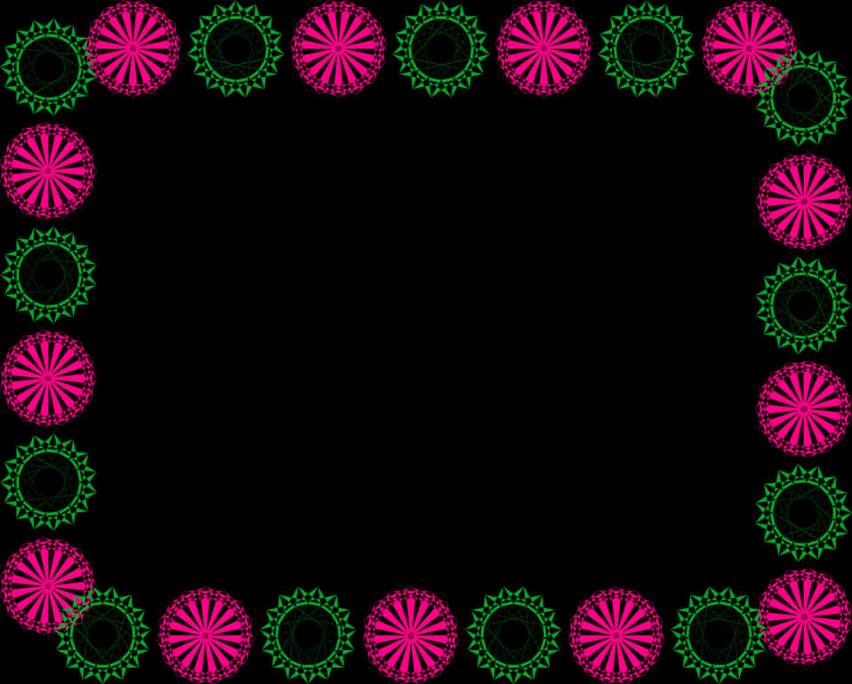 A Frame Of Pink And Green Flowers
