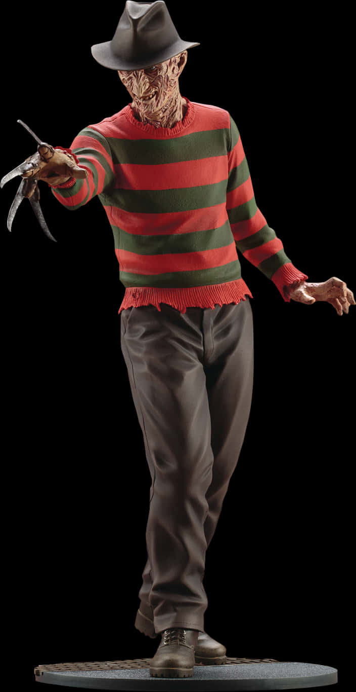 A Man In A Red And Green Striped Sweater Holding A Pair Of Claws
