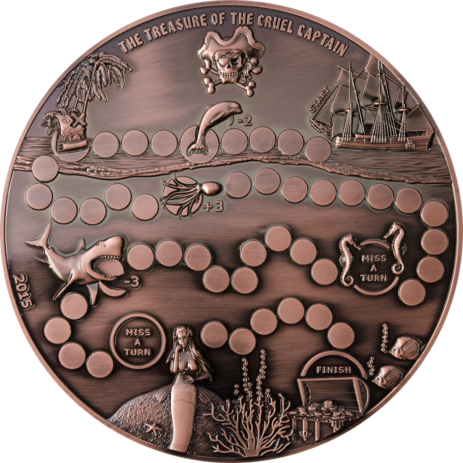 A Round Metal Coin With A Game Board