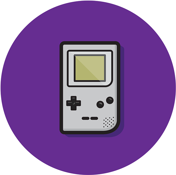 A Video Game Console In A Purple Circle