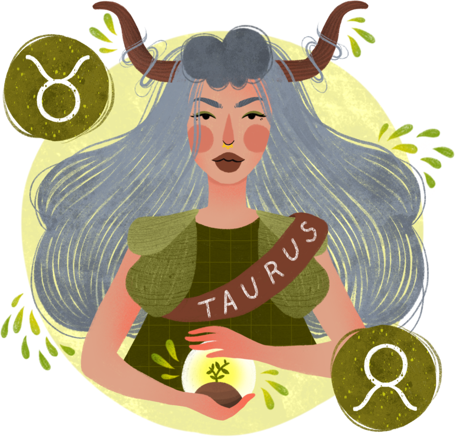 A Woman With Horns Holding A Ball