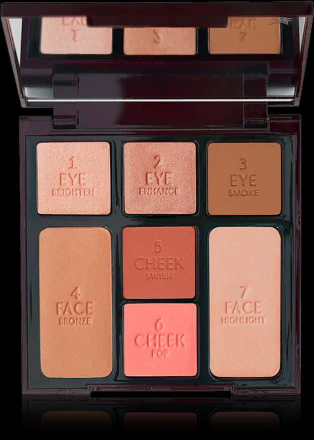 A Makeup Palette With Different Shades Of Brown And Pink