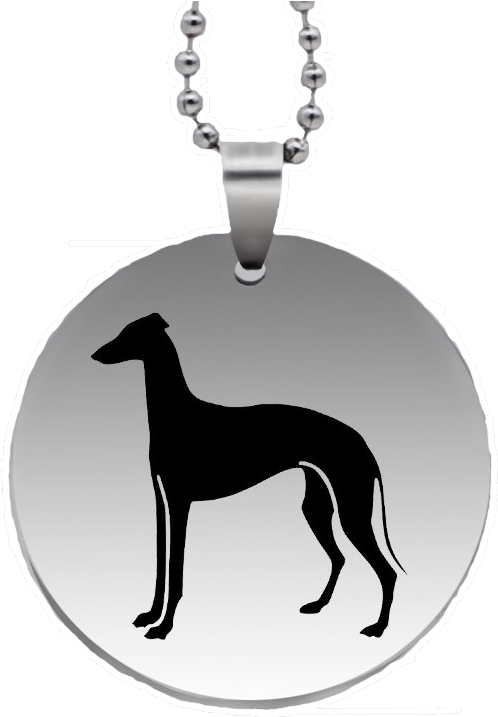 A Silver Necklace With A Dog Silhouette