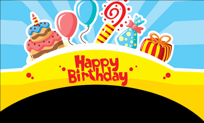 A Yellow Banner With A Yellow Sign With A Birthday Theme