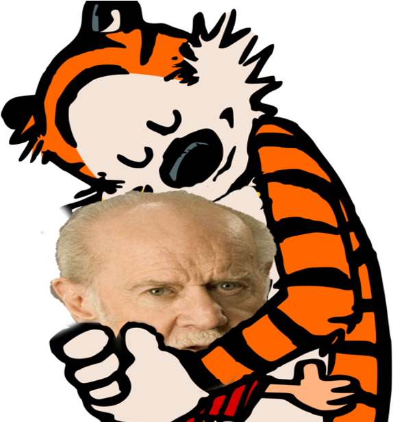 A Man Hugging A Cartoon Character