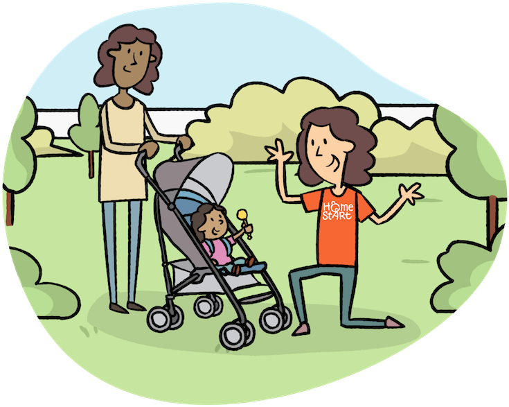 A Cartoon Of A Woman And A Baby In A Stroller