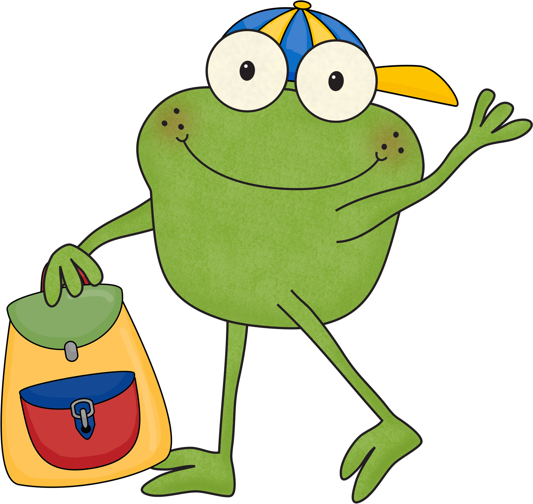 A Cartoon Frog With A Backpack