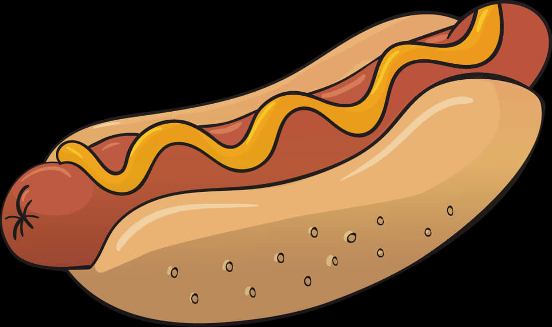 A Cartoon Hot Dog With Mustard On It